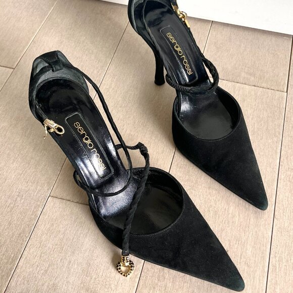Sergio Rossi Black Heart Charm Heels - Picture 8 of 14